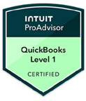 Intuit Quickbooks Certification Level 1 badge representing 51 Buckets LLC quality